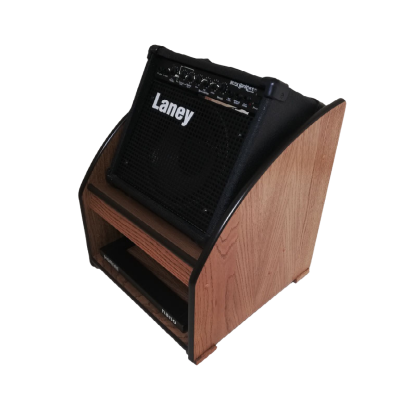 Weathered Oak Tilted Amp Stand with Pedal Board Shelf